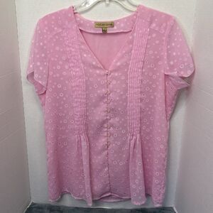 Notations Women’s Blouse Pink Size Large Y2K Peasant Whimsical Princess